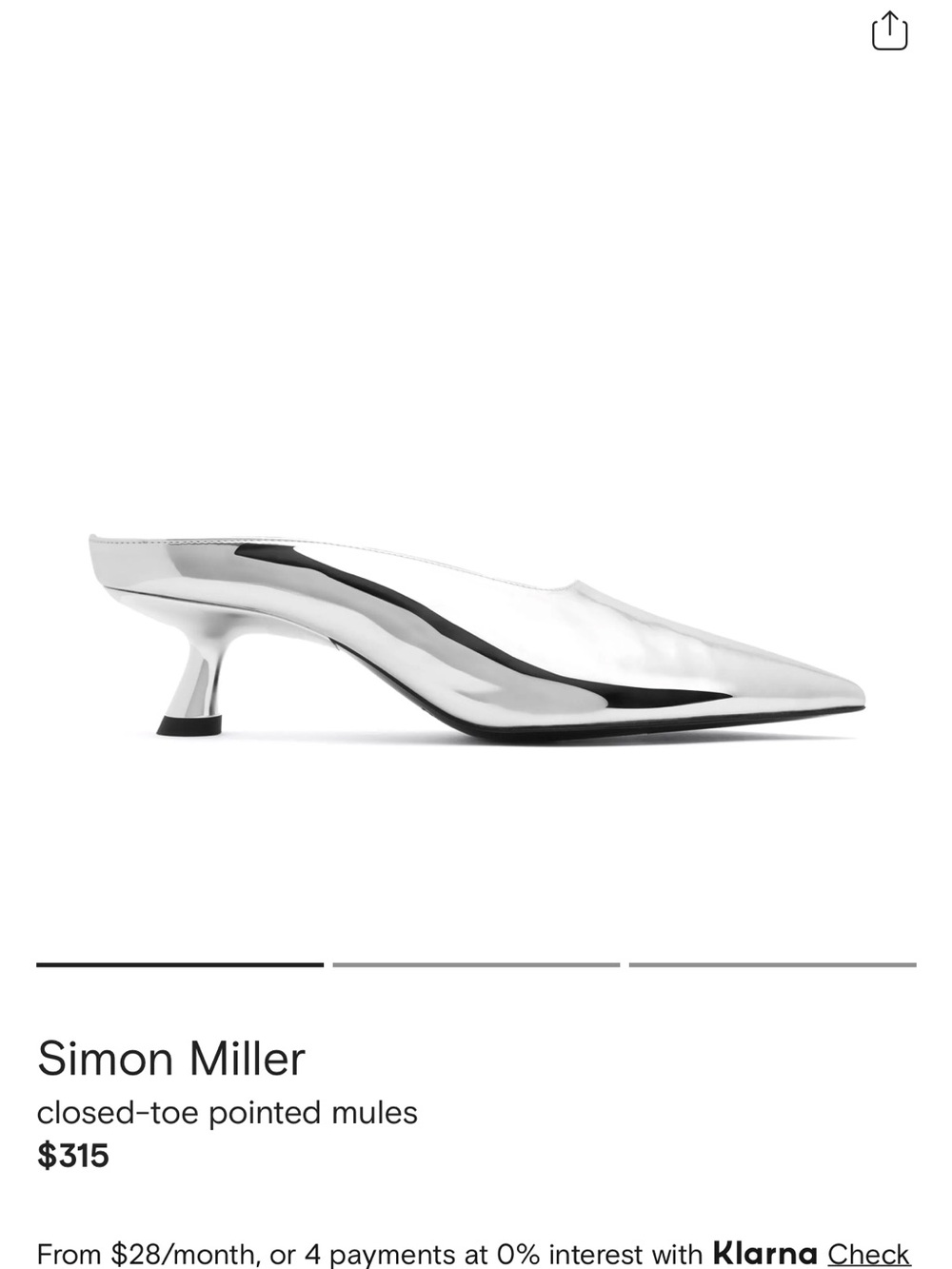 Simon Miller Metallic Silver Pointed-Toe Slip-On Mules